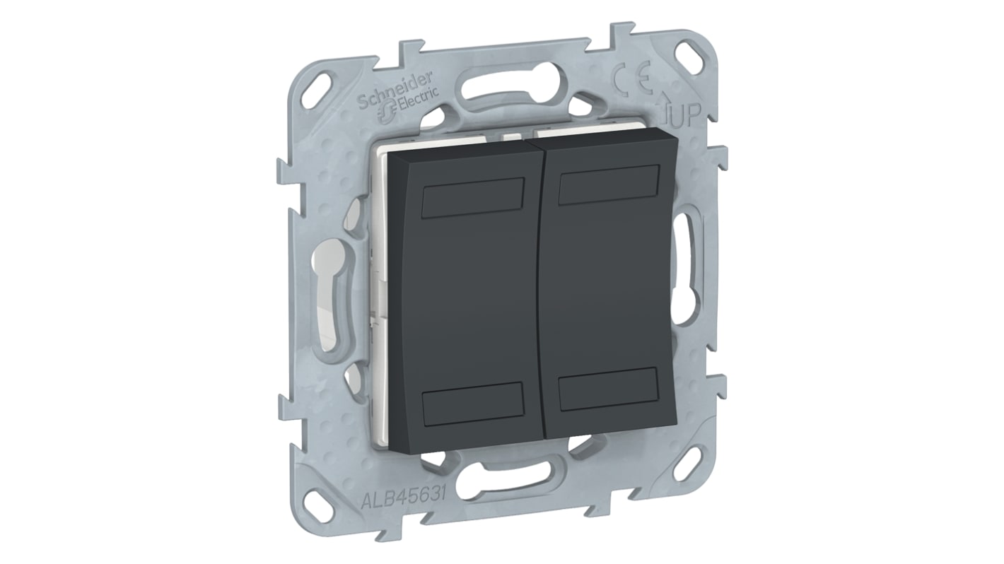 Pulsante montaggio a pannello Schneider Electric NU553154, colore nero, illuminato LED blu, grado di protezione IP20.