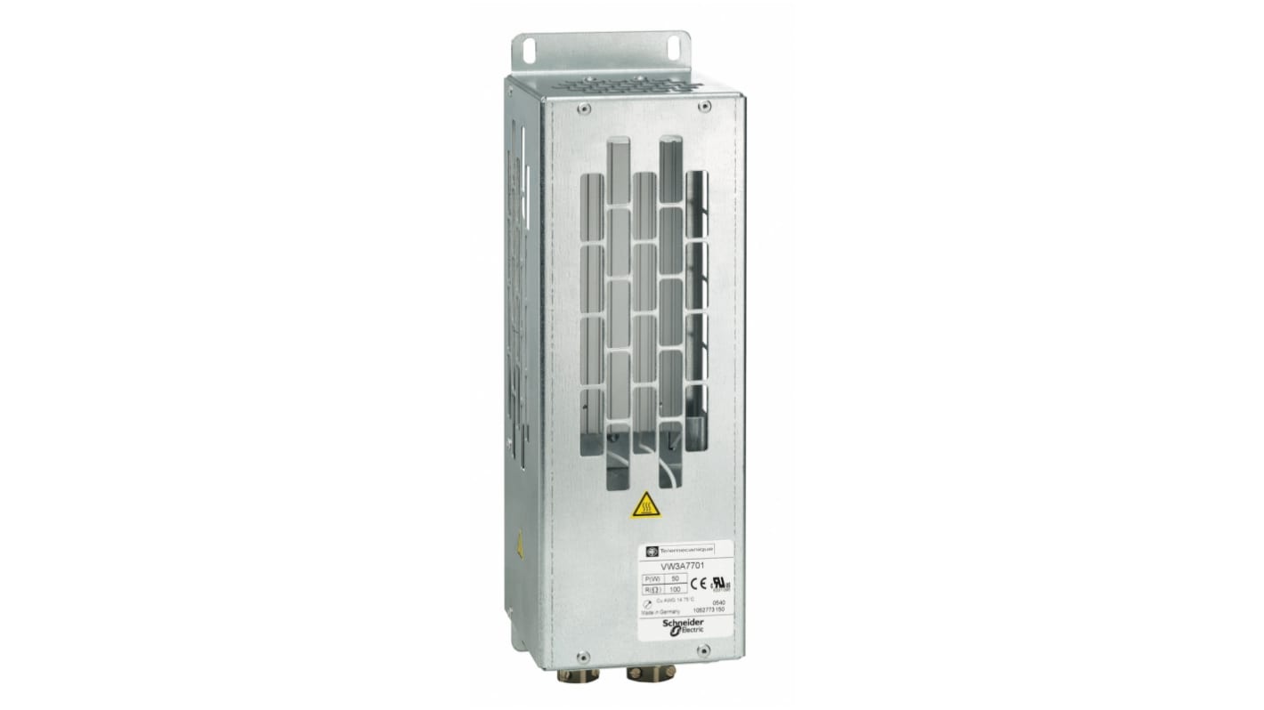Resistenza di frenatura Schneider Electric VW3A7701, 100 mA, 250 V, montaggio esterno, per azionamenti Altivar. Sostenibile e senza mercurio.