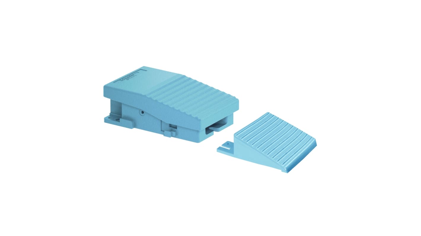 Interruttore a pedale Schneider Electric XPEM129, 2NC/2NO, colore blu, progettato per arresto di emergenza, tensione 500V.