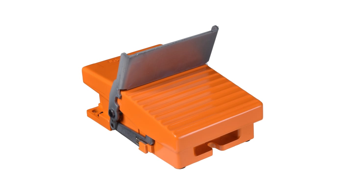 Interruttore a pedale Schneider Electric XPER911, 2NC/2NO, colore blu, per arresto di emergenza, tensione AC 500V, corrente 3A.