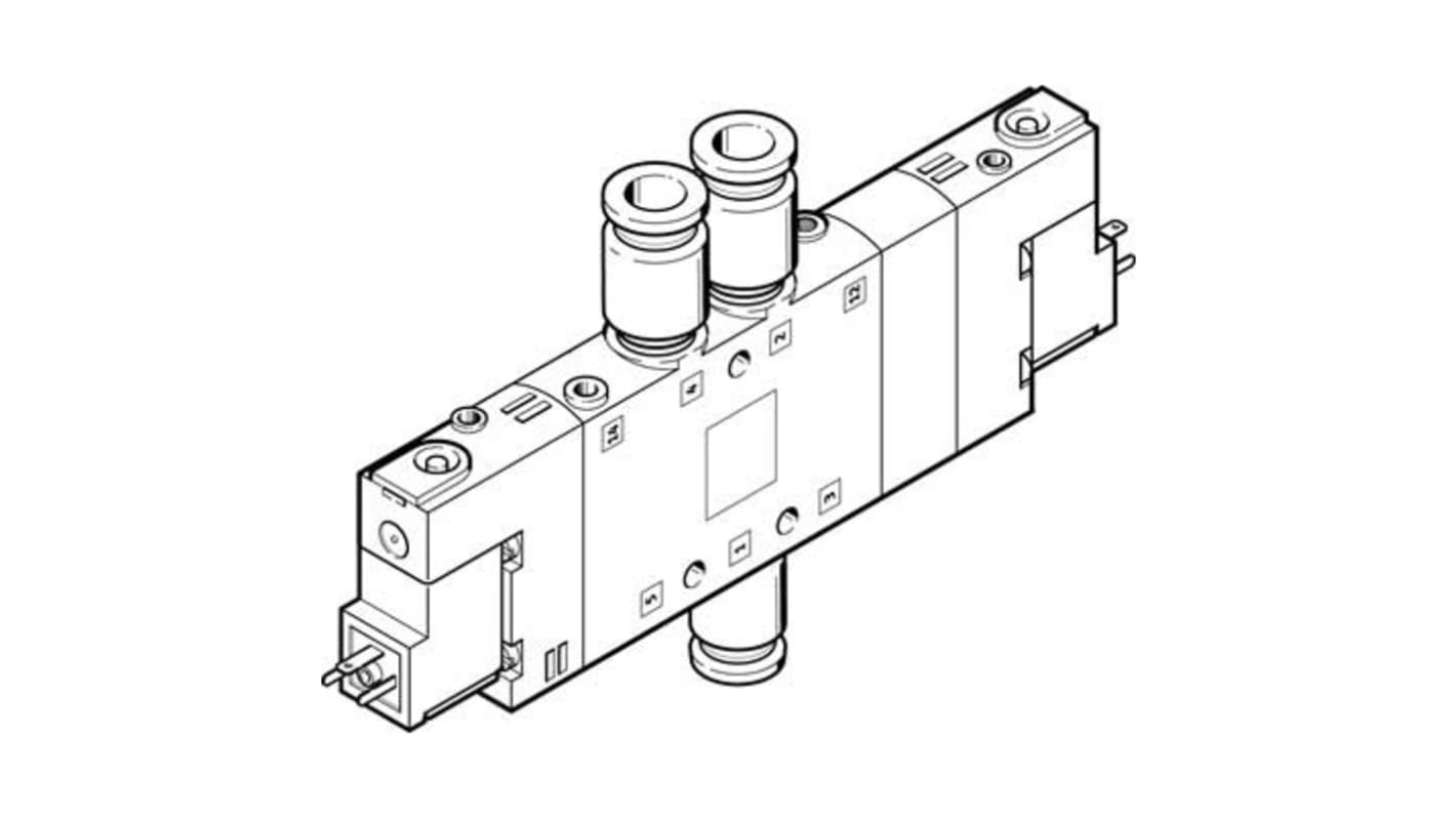 Elettrovalvola pneumatica Festo CPE18-M2H-5/3B-QS-10, valvola a solenoide con 5 porte e alta portata.