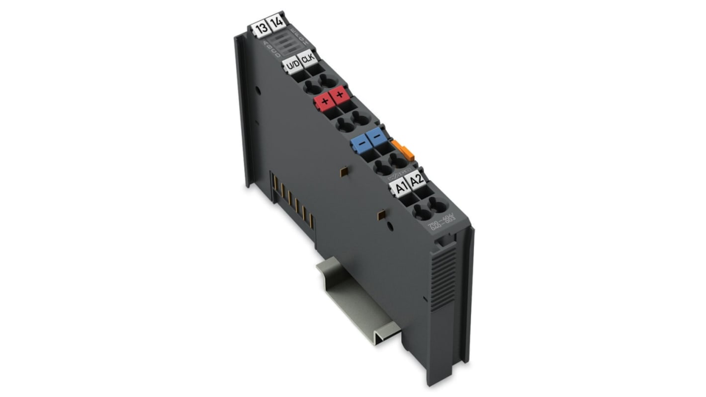 Modulo contatore Wago 750-404/040-003 per PLC, registra impulsi 24 V, isolamento elettrico, grado di protezione IP20.