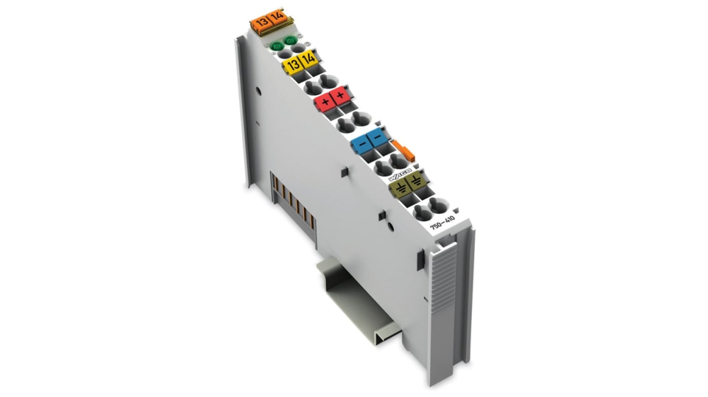 Modulo di ingresso digitale Wago 750-410 per PLC, 2 canali, alimentazione 24 V c.c., montaggio su guida DIN 35.