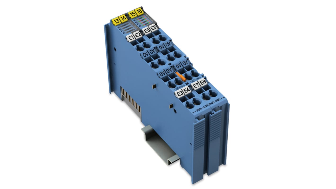 Modulo di ingresso digitale Wago 750-439, 8 ingressi, 24 V c.c., per PLC in aree pericolose, diagnostica cortocircuiti.