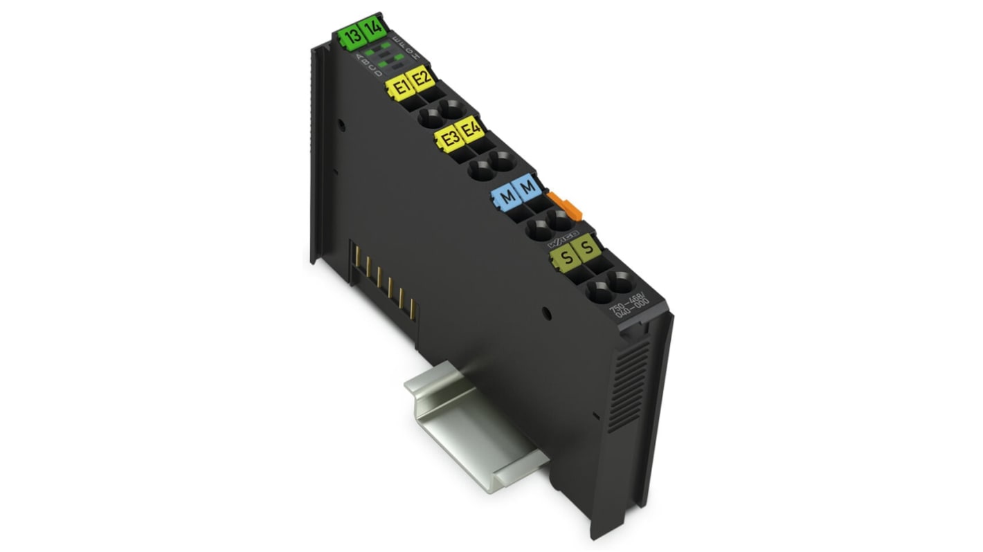 Modulo di ingresso analogico Wago 750468/040000, 4 ingressi, alimentazione 5 V CC, temperatura operativa 0-55 °C.