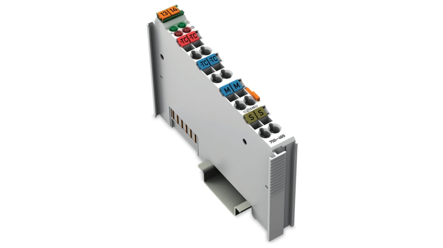 Modulo di ingresso analogico Wago 750469, 2 canali, montaggio su guida DIN 35, alimentazione 5 V CC, conforme RoHS.