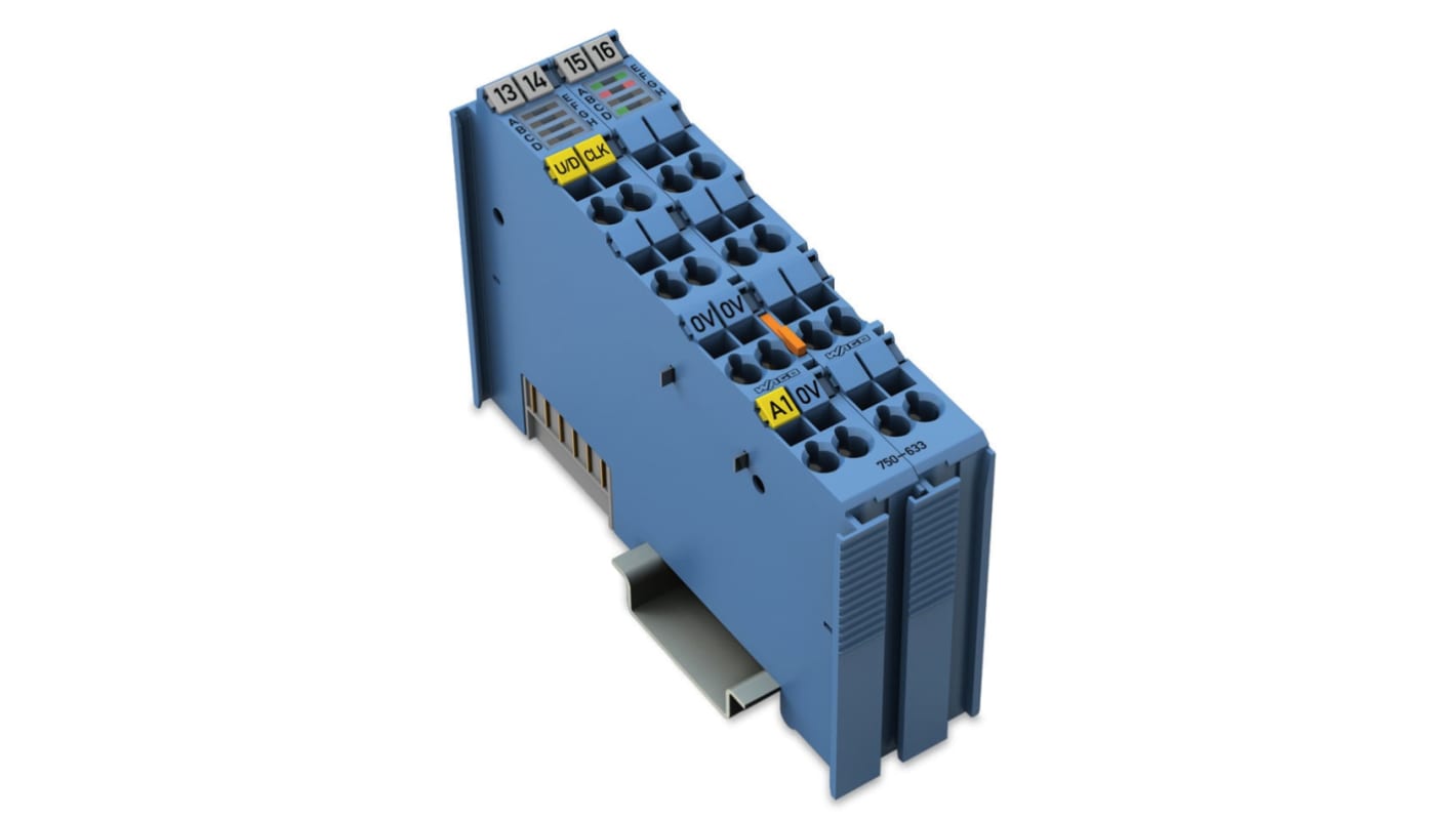 Modulo contatore Wago 750-633 per PLC, registra impulsi binari, alimentazione 24 V c.c., uscita digitale sicura.