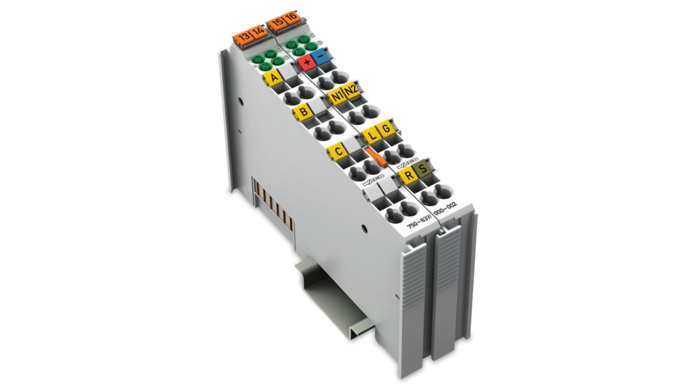 Modulo di interfaccia Wago 750-637/000-002 per encoder incrementale, alimentazione 5 V CC, compatibile con collegamenti standard.