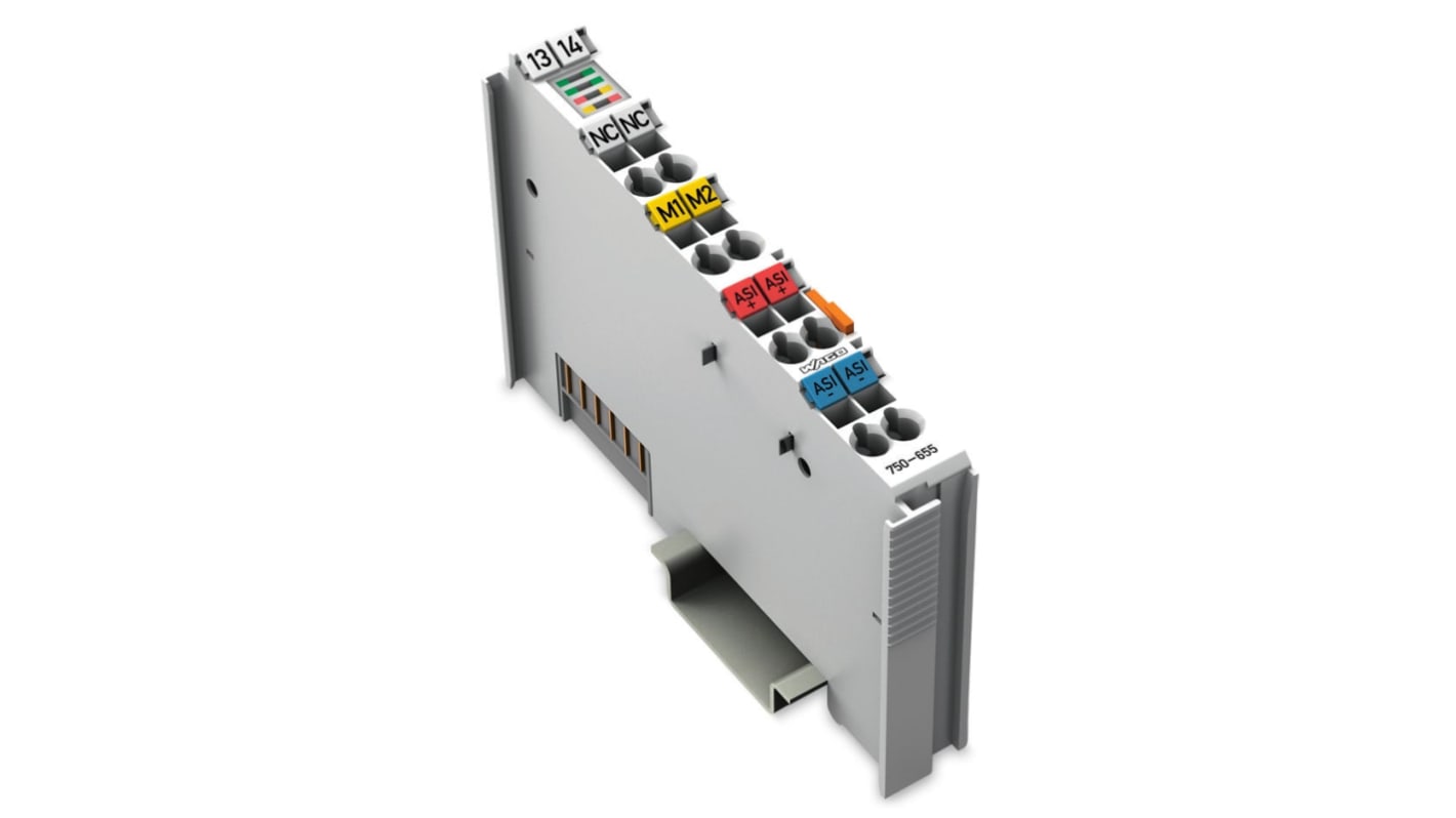 Modulo di interfaccia Wago 750-655 per PLC, grado di protezione IP20, alimentazione 24 V c.c., conforme AS V3.0.