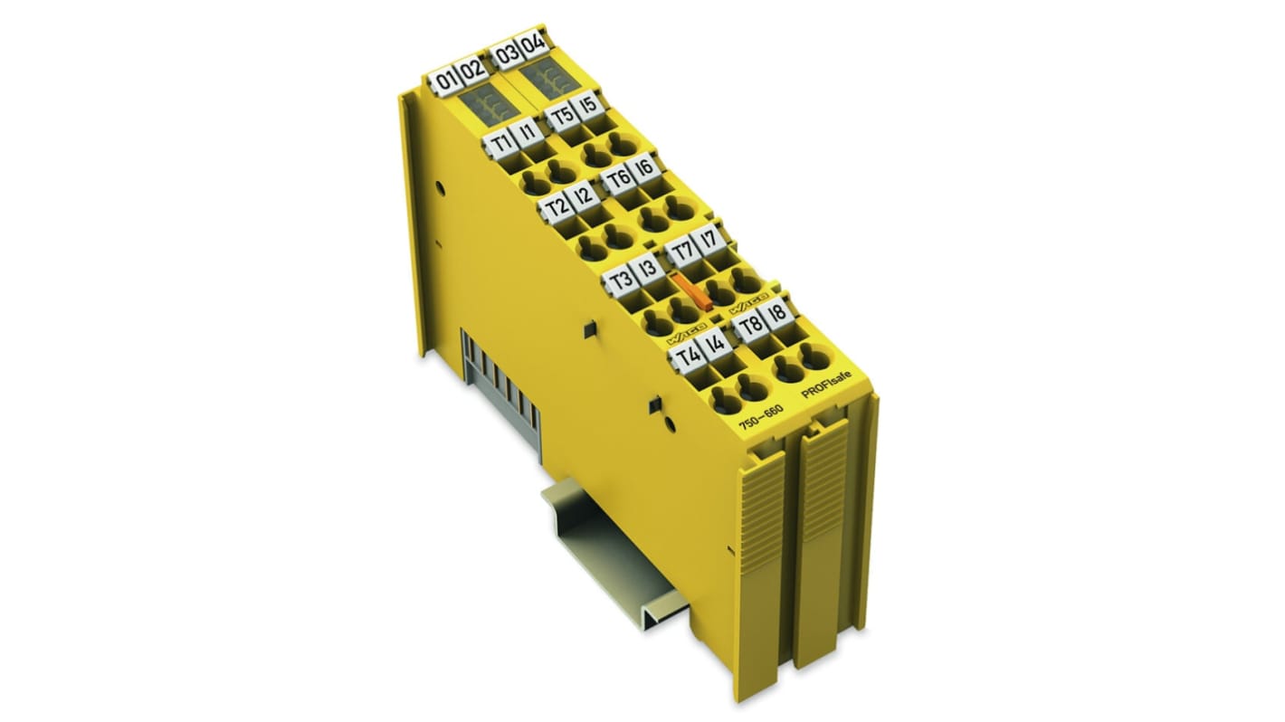 Modulo di ingresso digitale Wago 750-660, 8 ingressi, 24 V c.c., contenitore in policarbonato, conforme a RoHS.