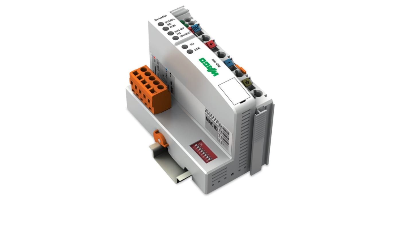 Wago 750-806, controller di rete con 1 ingresso, alimentazione 24 V, contenitore in policarbonato, grado di protezione IP20.