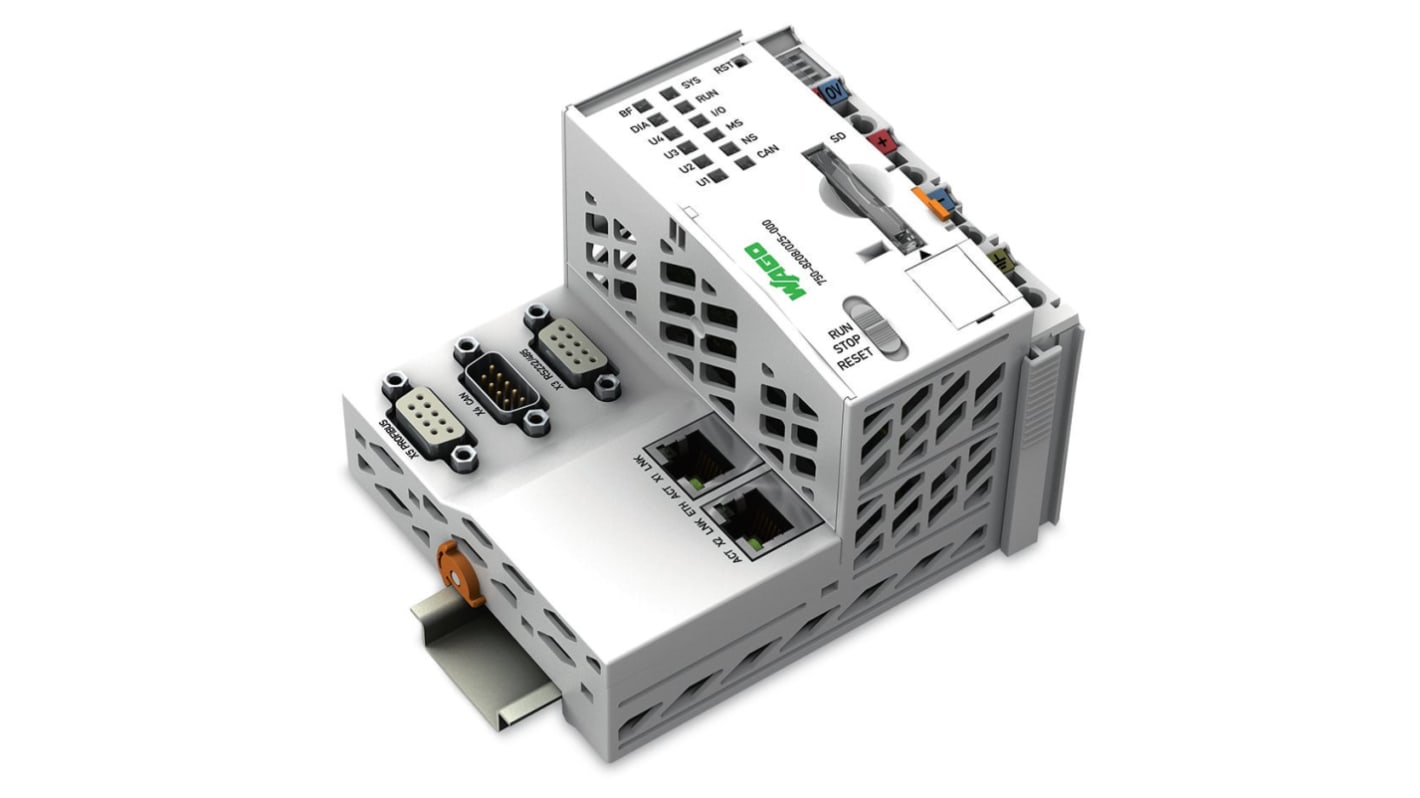 Modulo di comunicazione Wago 750-8208, PLC compatto con due interfacce Ethernet e alimentazione a 24 V.