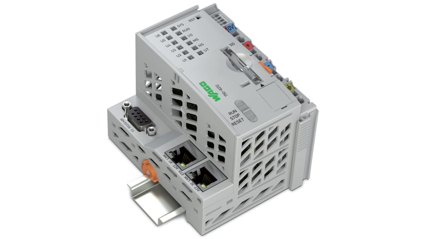 Modulo di comunicazione Wago 750-8212/025-002, PLC compatto per automazione, 2 ingressi, alimentazione 24 V.