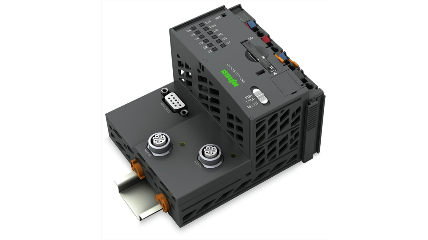 Modulo di comunicazione Wago 750-8212/040-010, PFC200, 24 V, due interfacce Ethernet, compatto e robusto per sistemi I/O.
