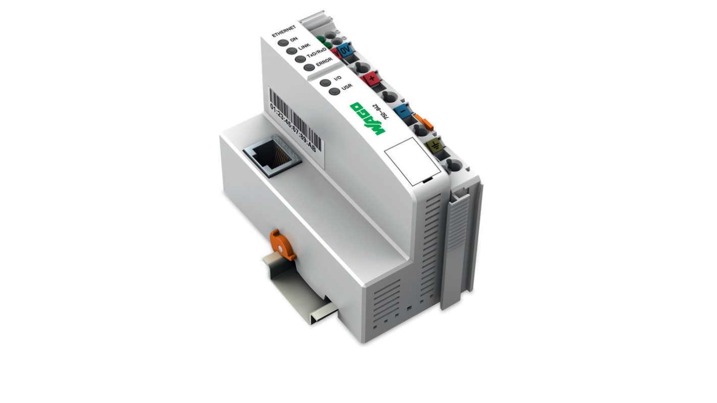 Wago 750-842, controller Ethernet compatto IP20, alimentazione 24 V, programmazione IEC 61131-3, gestione periferiche.