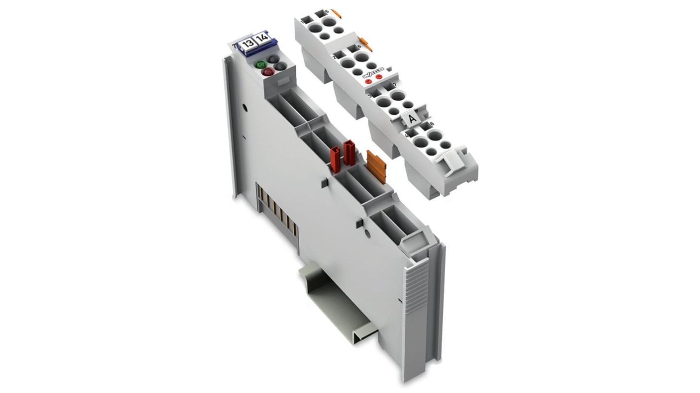Modulo di distribuzione di potenza Wago 753-553, 4 uscite analogiche, alimentazione 24 V c.c., contenitore in policarbonato.
