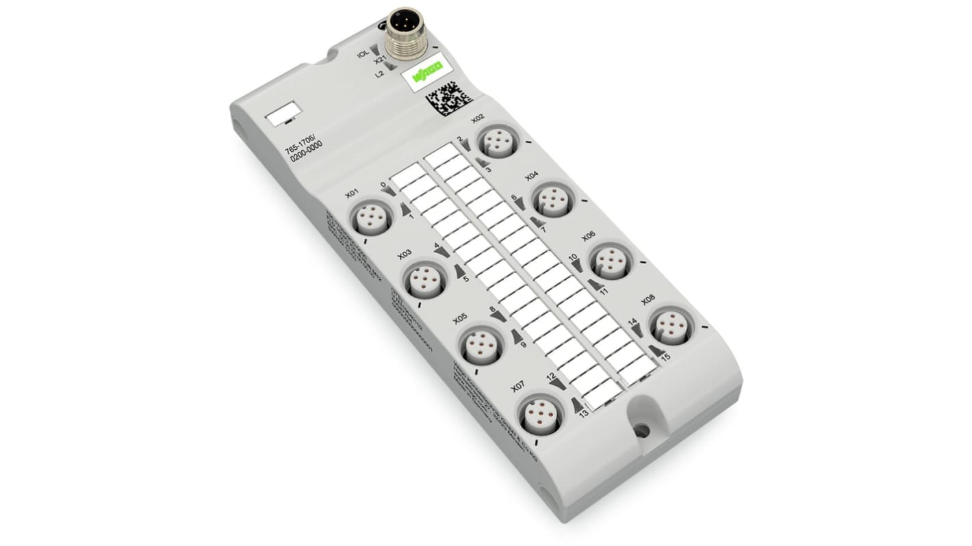 Modulo I/O digitale Wago 765-1706/200-000 per PLC, 16 ingressi/uscite, alimentazione 24 V c.c., corrente 2,0 A.