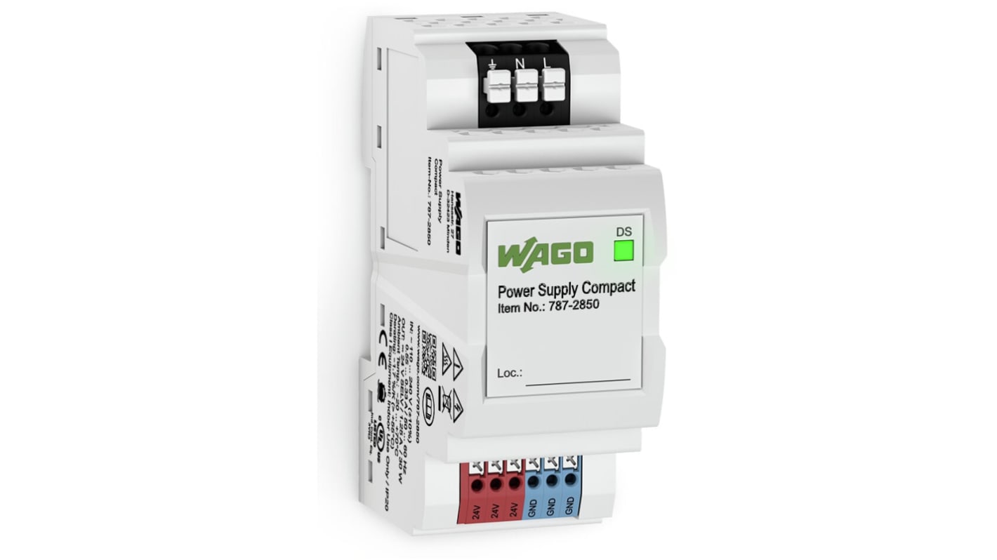 Alimentatore Wago 787-2850, serie 787, per montaggio su guida DIN 35, tensione 24 V c.c., tecnologia CAGE CLAMP.