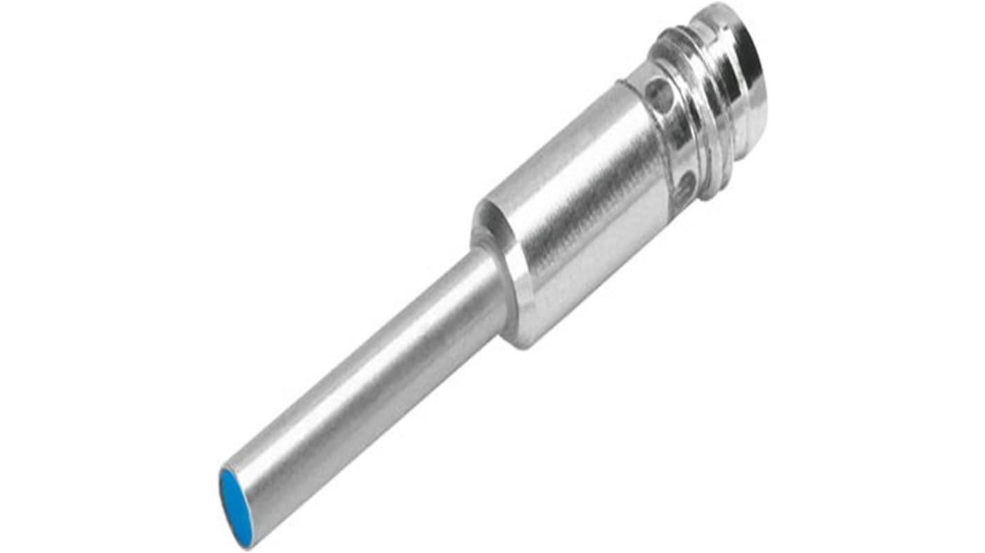 Sensore di prossimità cilindrico PNP Festo SIEN-4B-PS-S-L, rilevamento a 0,8 mm, IP67, alimentazione 10-30 V CC, connettore maschio.