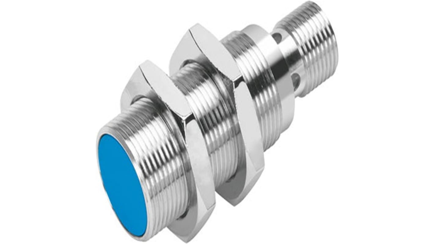 Sensore di prossimità cilindrico NPN Festo SIEN-M18B-NS-S-L, M18 x 1, rilevamento 5 mm, alimentazione 10-30 V CC, IP67.