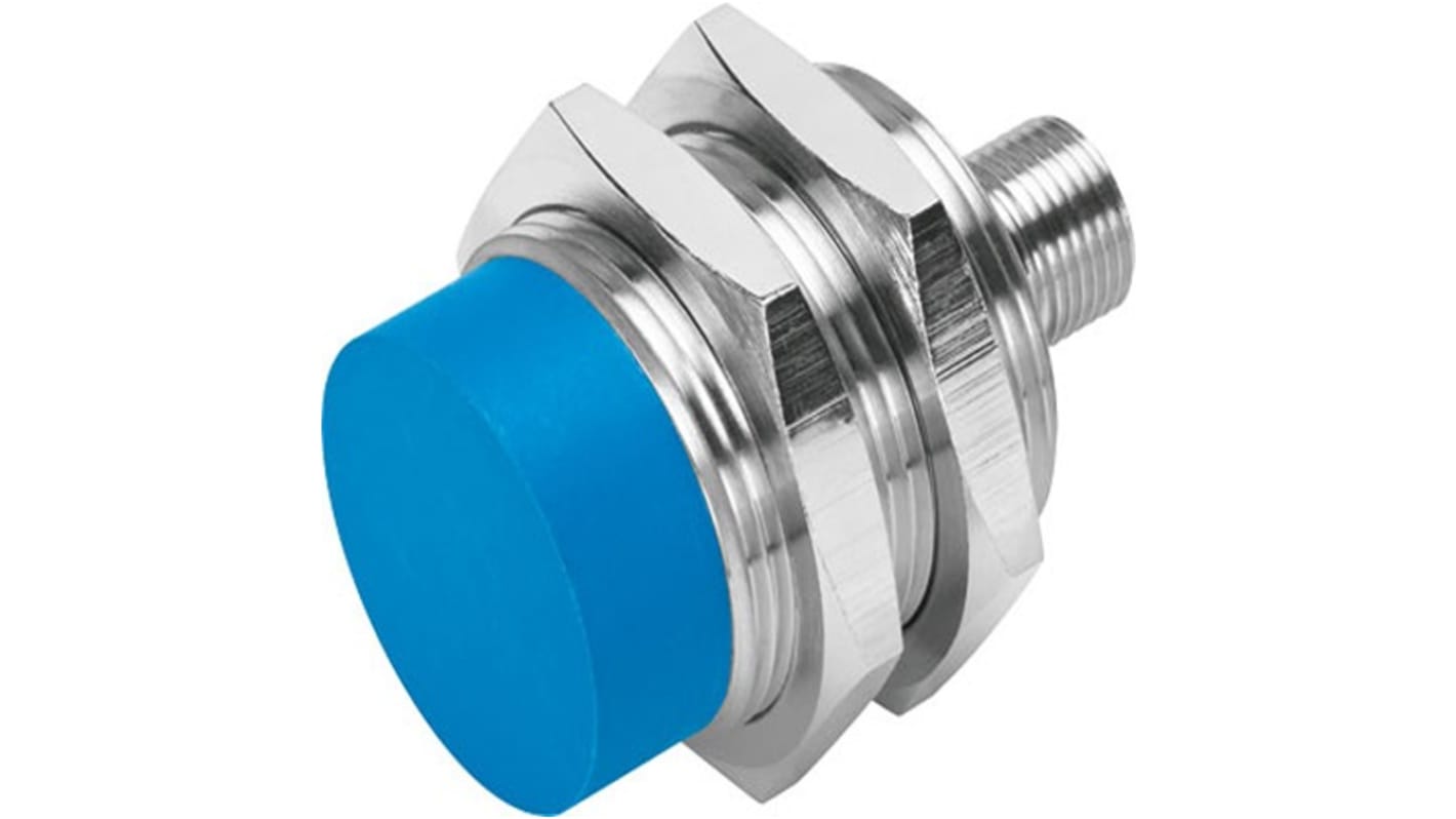Festo SIEN-M30NB-PS-S-L, sensore di prossimità induttivo PNP cilindrico M30, rilevamento 15 mm, IP67, alimentazione 10-30 V CC.