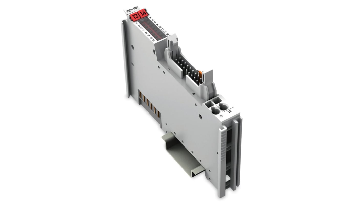 Modulo di uscita digitale Wago 750-1501, 16 uscite, alimentazione 24 V c.c., larghezza 12 mm, con connettori CAGE CLAMP.