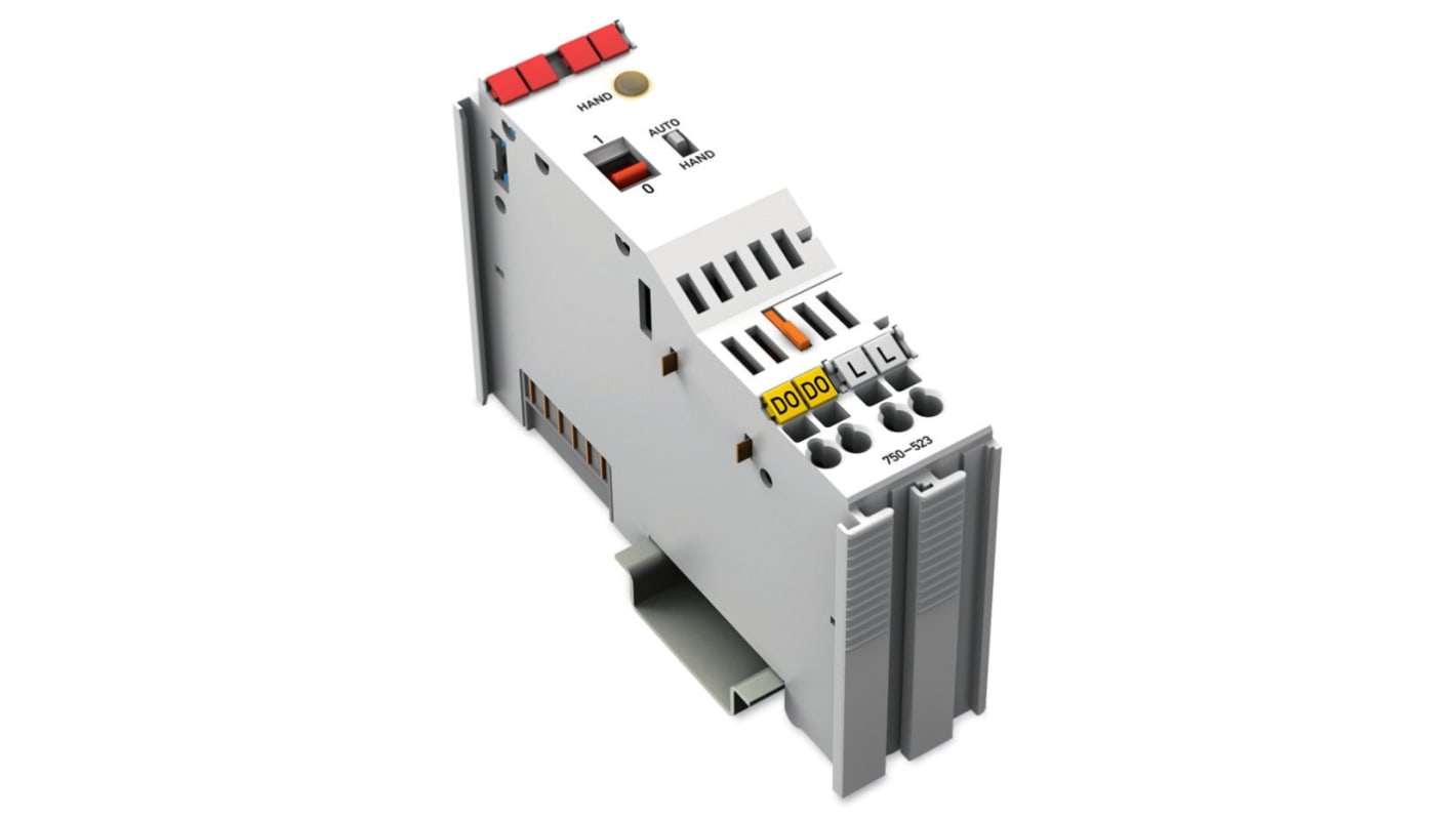 Modulo di uscita digitale Wago 750-523 per PLC, alimentazione 24 V c.c., grado di protezione IP20, resistenza a vibrazioni.