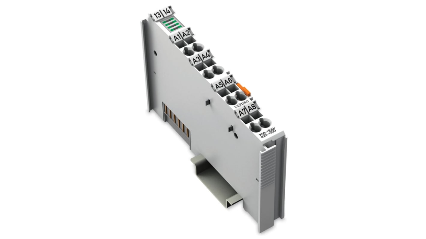 Modulo di uscita digitale Wago 750-530, 8 canali, 24 V c.c., realizzato in policarbonato, conforme RoHS. Adatto per PLC.
