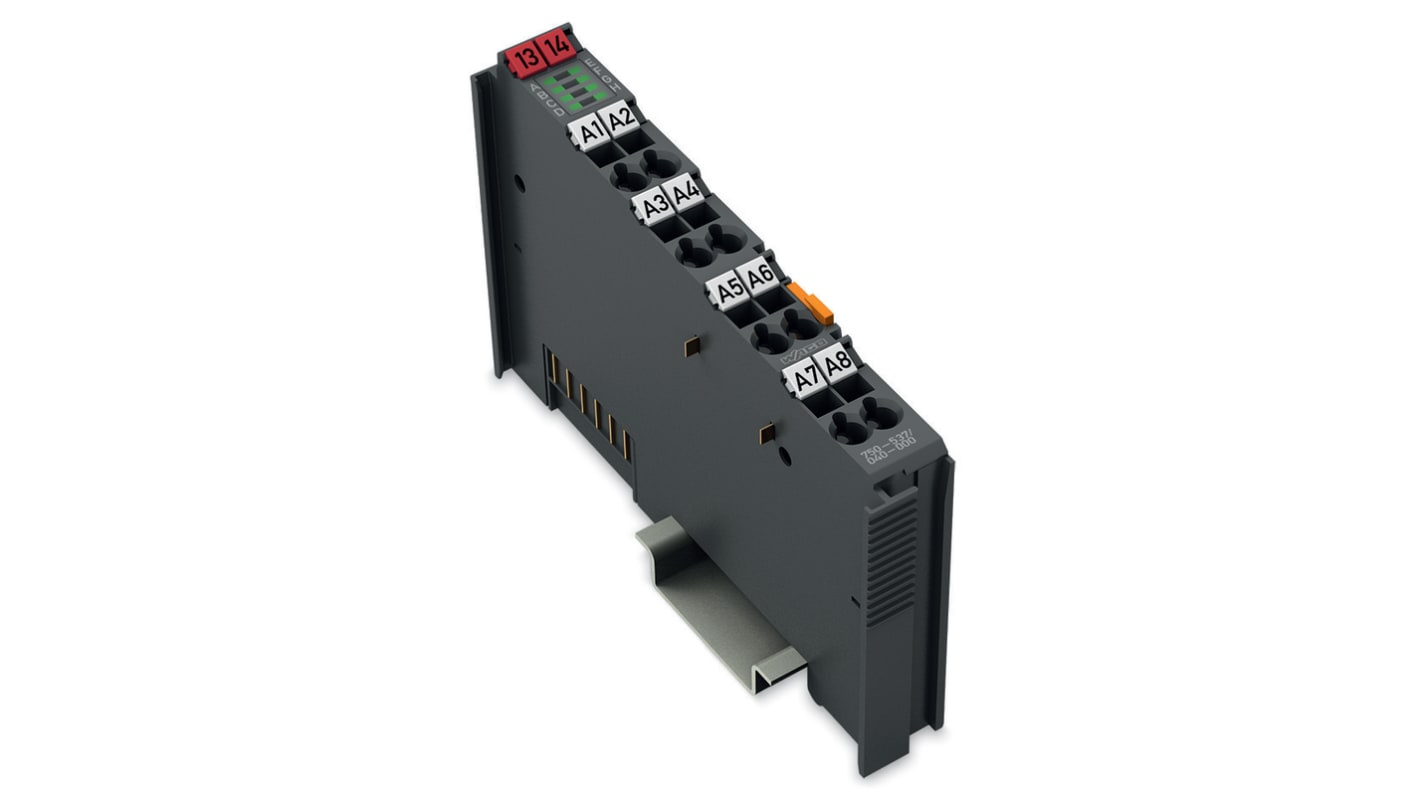 Modulo di uscita digitale Wago 750-537/040-000, 8 canali, alimentazione 24 V c.c., realizzato in policarbonato e poliammide 6.6.