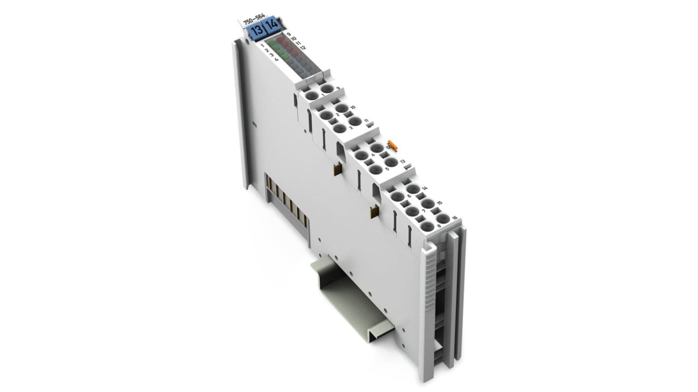 Modulo di distribuzione di potenza Wago 750-564, 4 uscite analogiche, alimentazione 24 V c.c., temperatura operativa 0-55 °C.