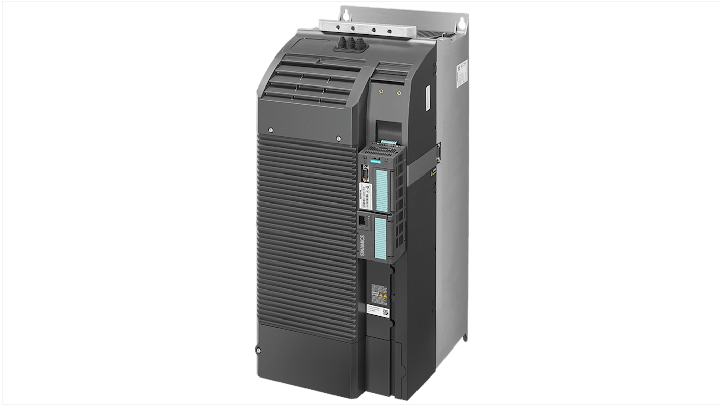 Inverter Siemens 6SL3223-0DE31-1AG1, 11 kW, 400 V, 3 fasi, grado di protezione IP55, progettato per recupero energetico.