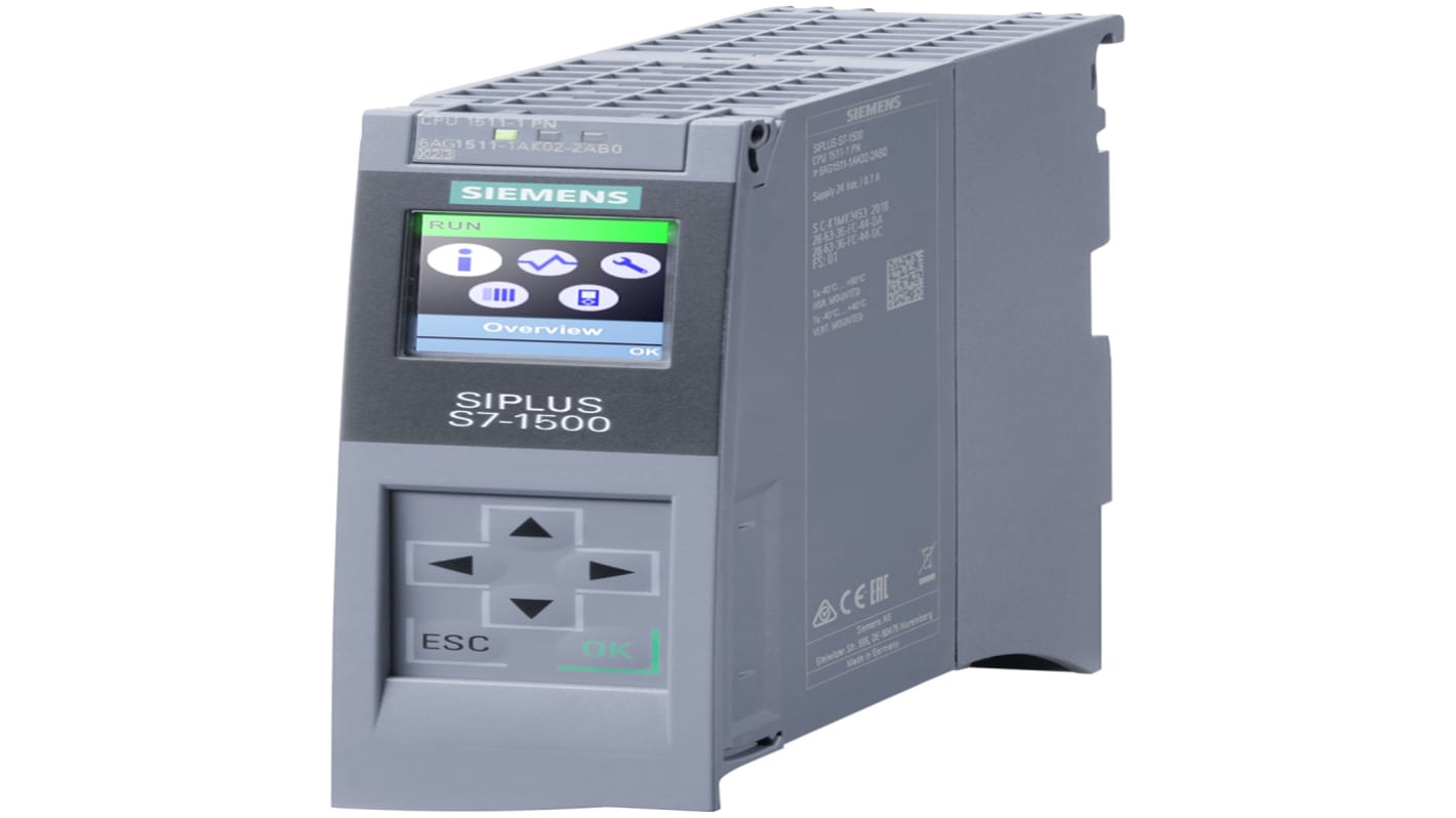 CPU PLC Siemens 6AG1511-1AL03-2AB0 SIPLUS S7-1500, operativa da -40 a +60 gradi, 300 KB programma, 1,5 MB dati.
