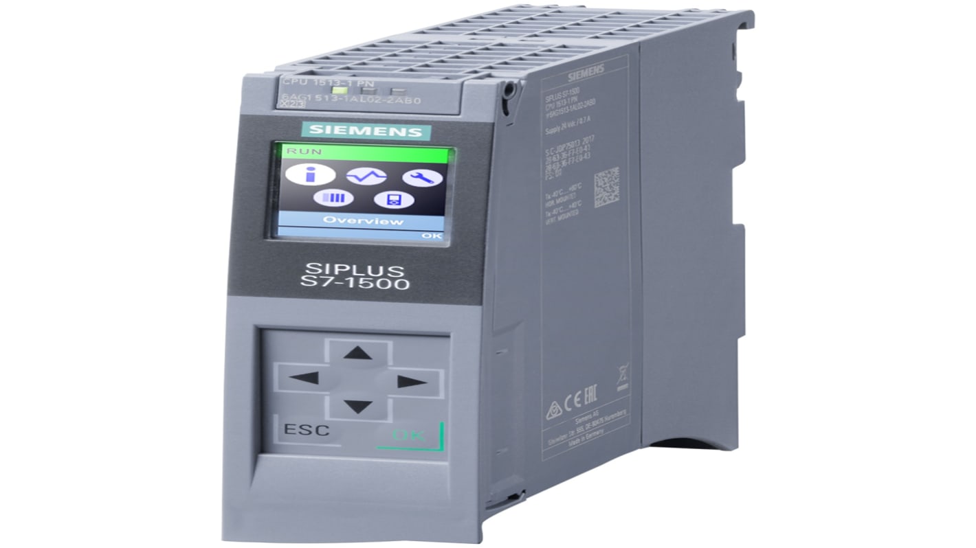 CPU PLC Siemens 6AG1513-1AM03-2AB0 SIPLUS S7-1500, operativa da -40 a +60 gradi, 300 KB per il programma, 1,5 MB dati.