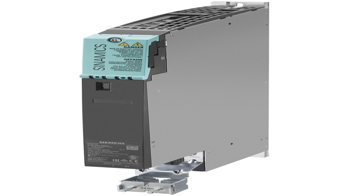 Controllo motori c.c. Siemens 6SL3120-1TE15-0AD0, 3 fasi, 2,7 kW, 600 V, con cavo drive-cliq incluso.