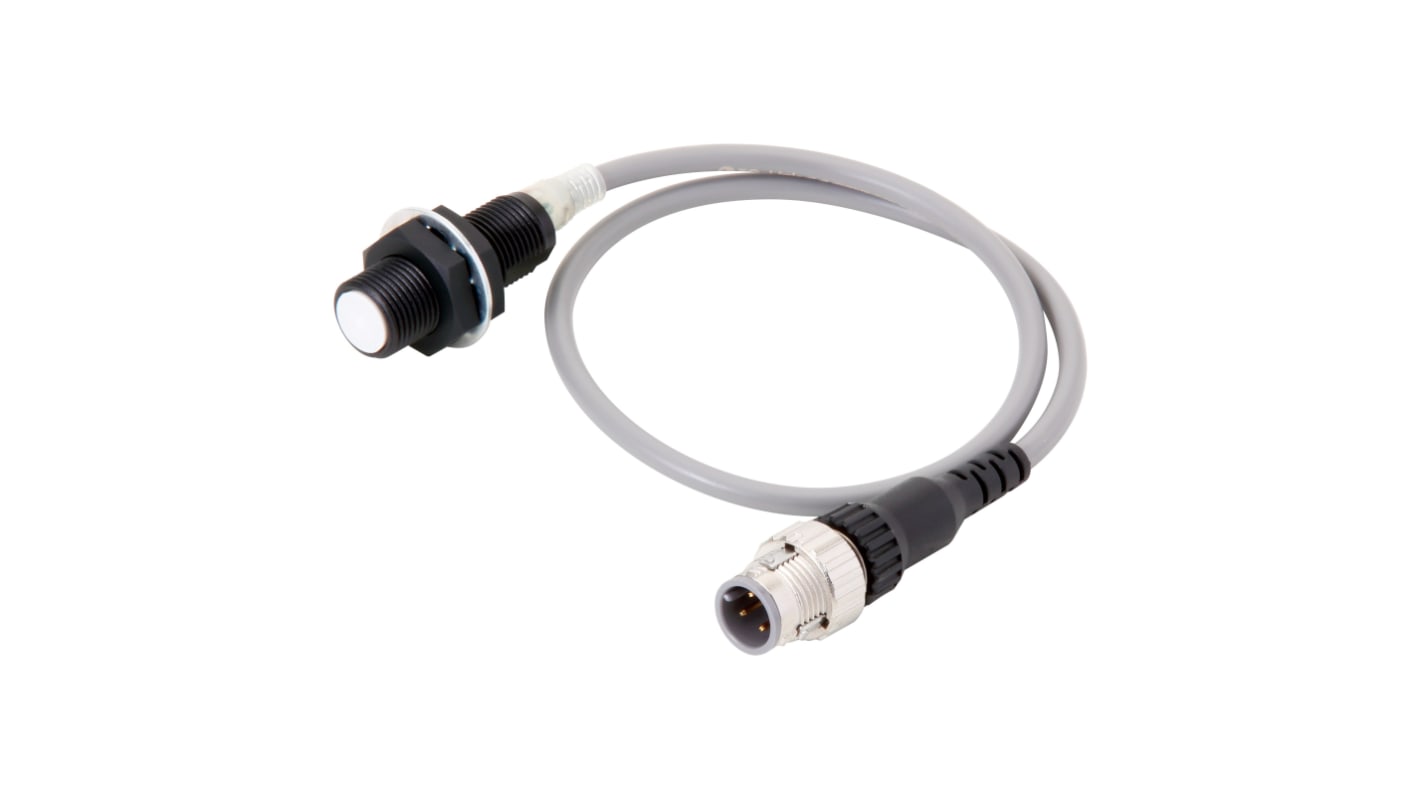 Sensore di prossimità cilindrico induttivo Omron E2EQ-X3D1G-M1TGJ-T 0.3M, M12 x 1, 10-30 V CC, rilevamento 3 mm, IP67.