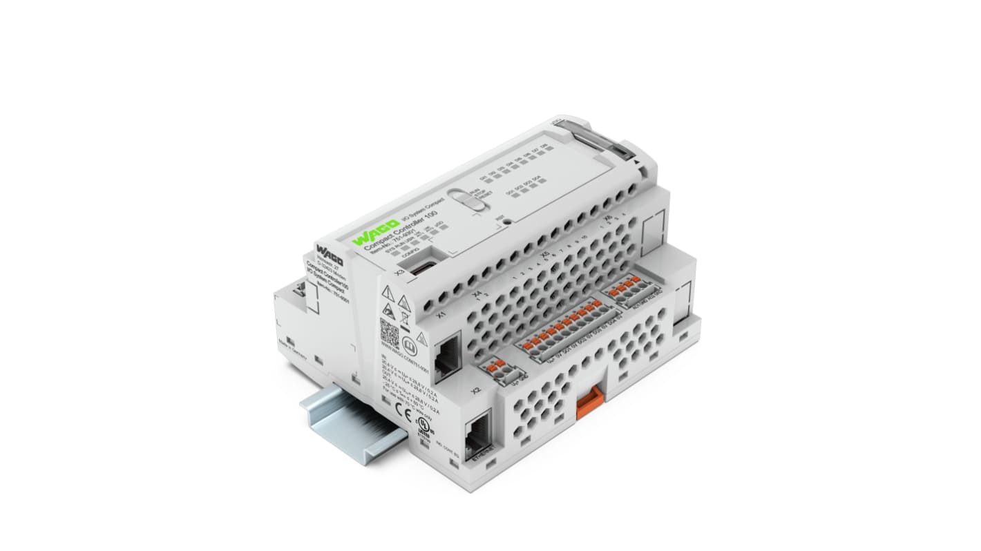 Controllore logico Wago 751-9301, 8 ingressi, alimentazione 24 V CC, consumo 500 mA, con sistema operativo Linux.