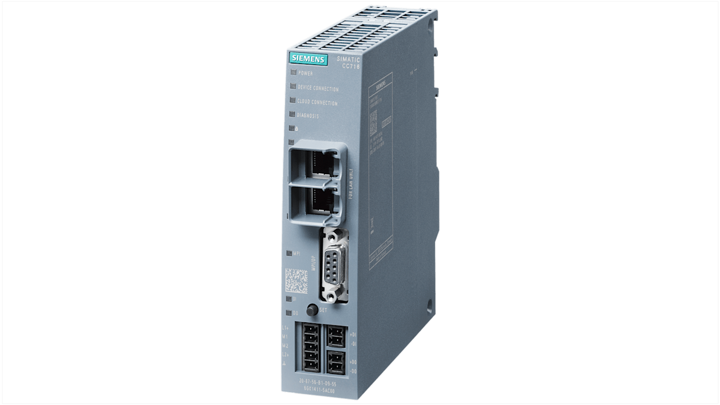 Gateway IoT Siemens 6GK1411-5AC00, 2 porte Ethernet RJ45, IP20, diagnostica web, protezione password.