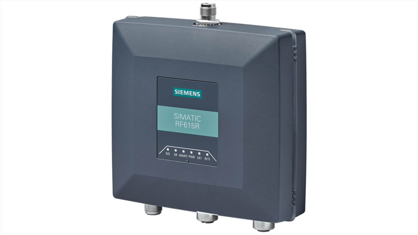 Lettore RFID fisso Siemens 6GT2811-6CC10, distanza di lettura 4000 mm, alimentazione 24 V CC, grado di protezione IP67.