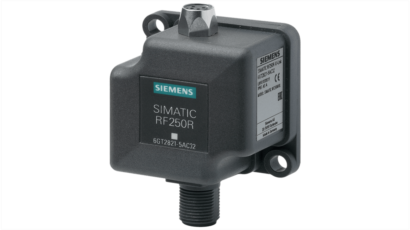 Lettore RFID fisso Siemens 6GT2821-5AC10, distanza di lettura 65 mm, alimentazione 24 V, connessione RS422.