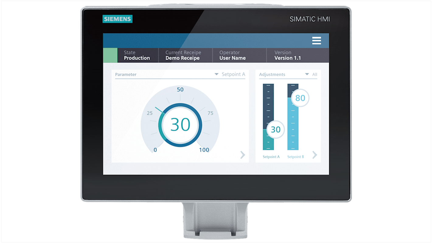 Pannello HMI Siemens 6AV2128-3MB27-1BX0, MTP1200, display TFT 12,1", risoluzione 1280 x 800, interfaccia PROFINET.