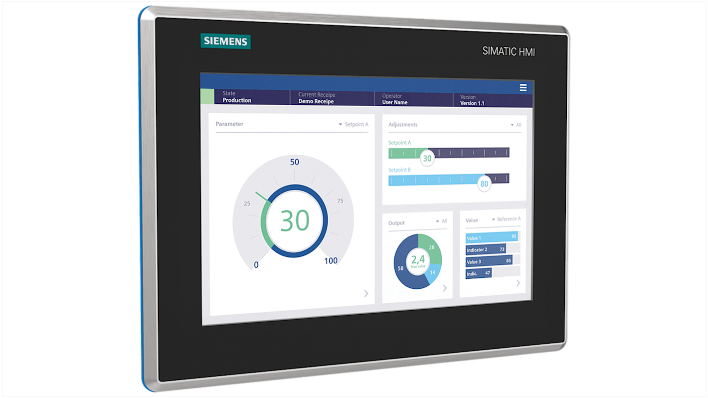 Pannello HMI Siemens 6AV2128-3MB40-0AX0, MTP1200, 12,1" touch, IP69, acciaio inox, interfaccia PROFINET.