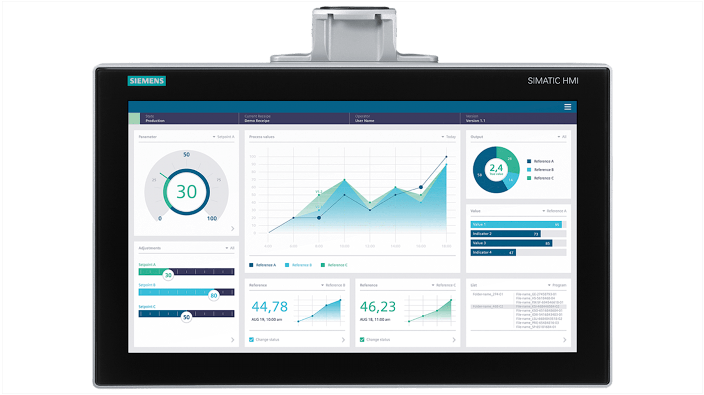 Pannello HMI Siemens 6AV2128-3UB27-0AX0, MTP1900, 18,5" TFT, risoluzione 1920x1080, interfaccia PROFINET.