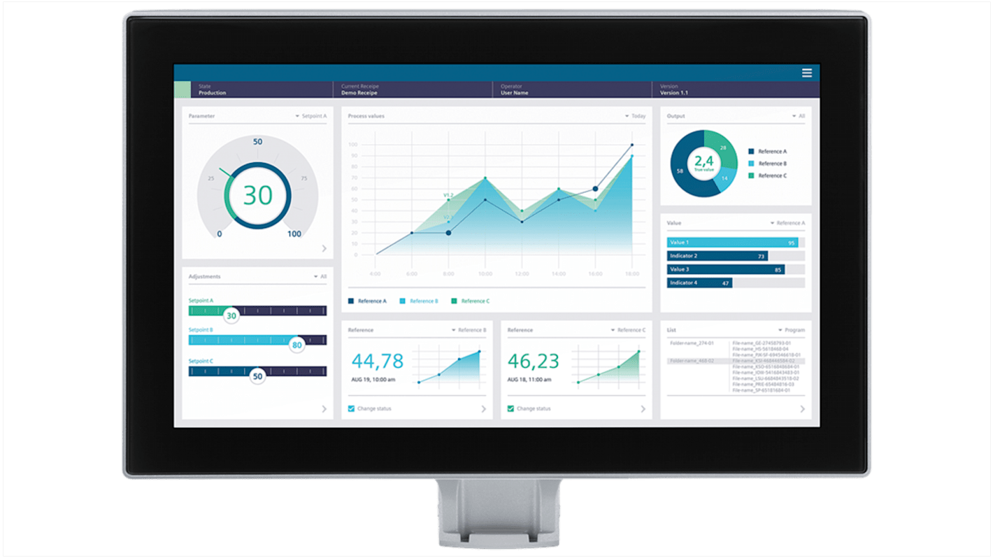 Pannello HMI Siemens MTP1900, 18,5" TFT widescreen, risoluzione 1920x1080, interfaccia PROFINET, codice 6AV2128-3UB57-1BX0.