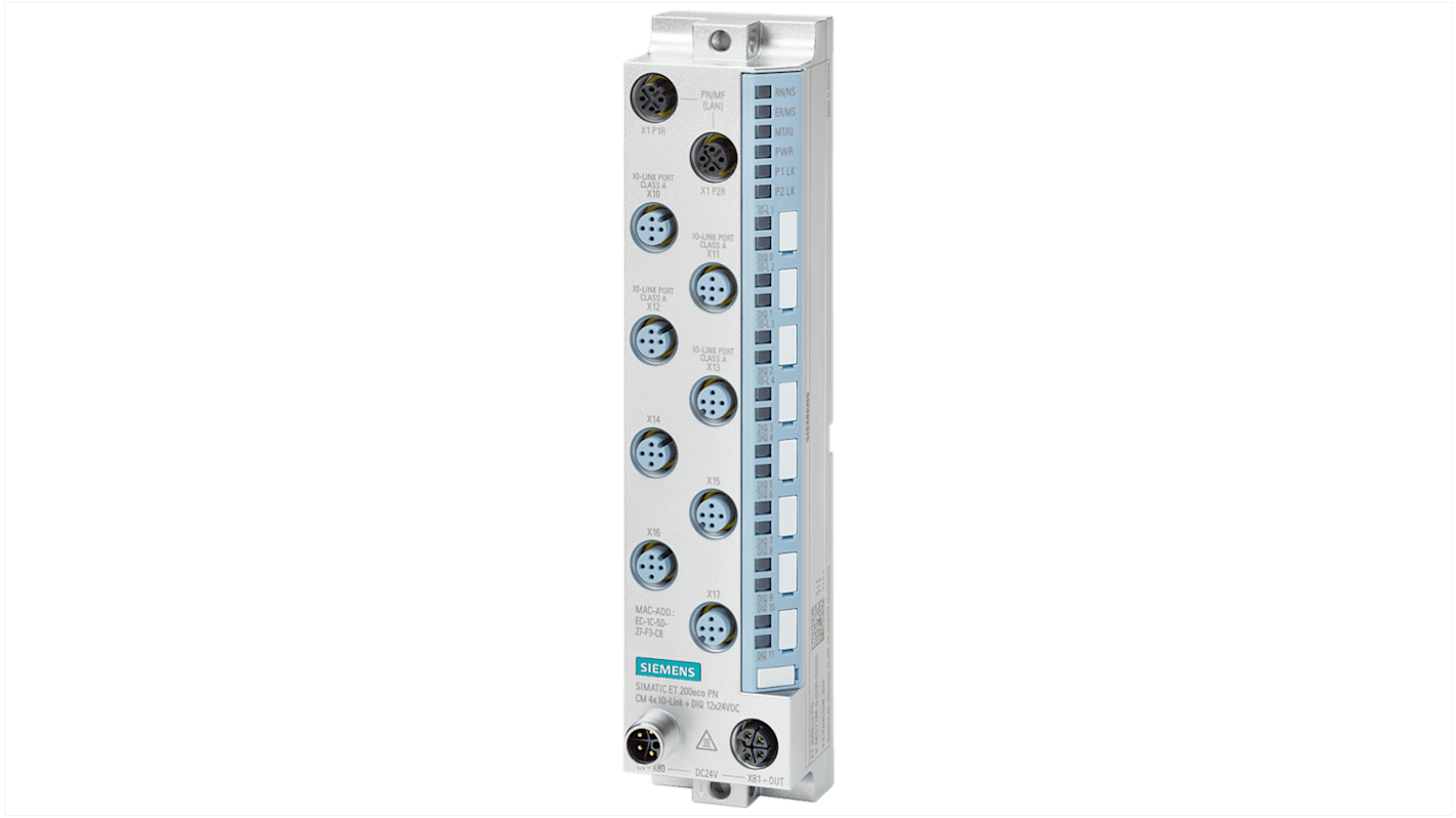 Modulo I/O Siemens 6ES7148-6JJ00-0BB0 per interruzione del filo, 8 porte IO-Link, grado di protezione IP67/IP69K.