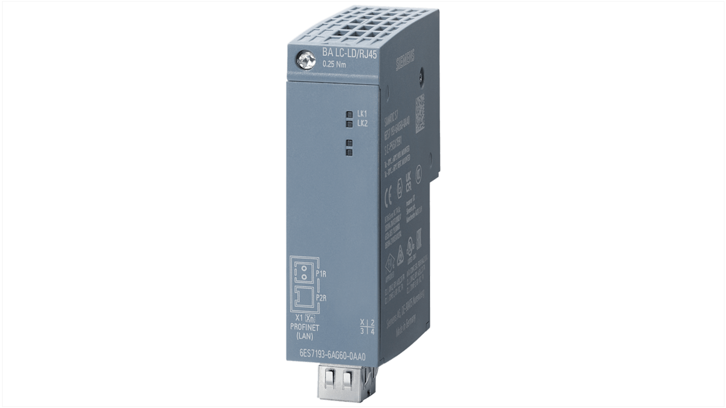 Siemens 6ES7193-6AG60-0AA, adattatore per cavo in fibra ottica monomodale, 1 porta LC-LD, 1 porta RJ45, installazione fino a 5000 m.