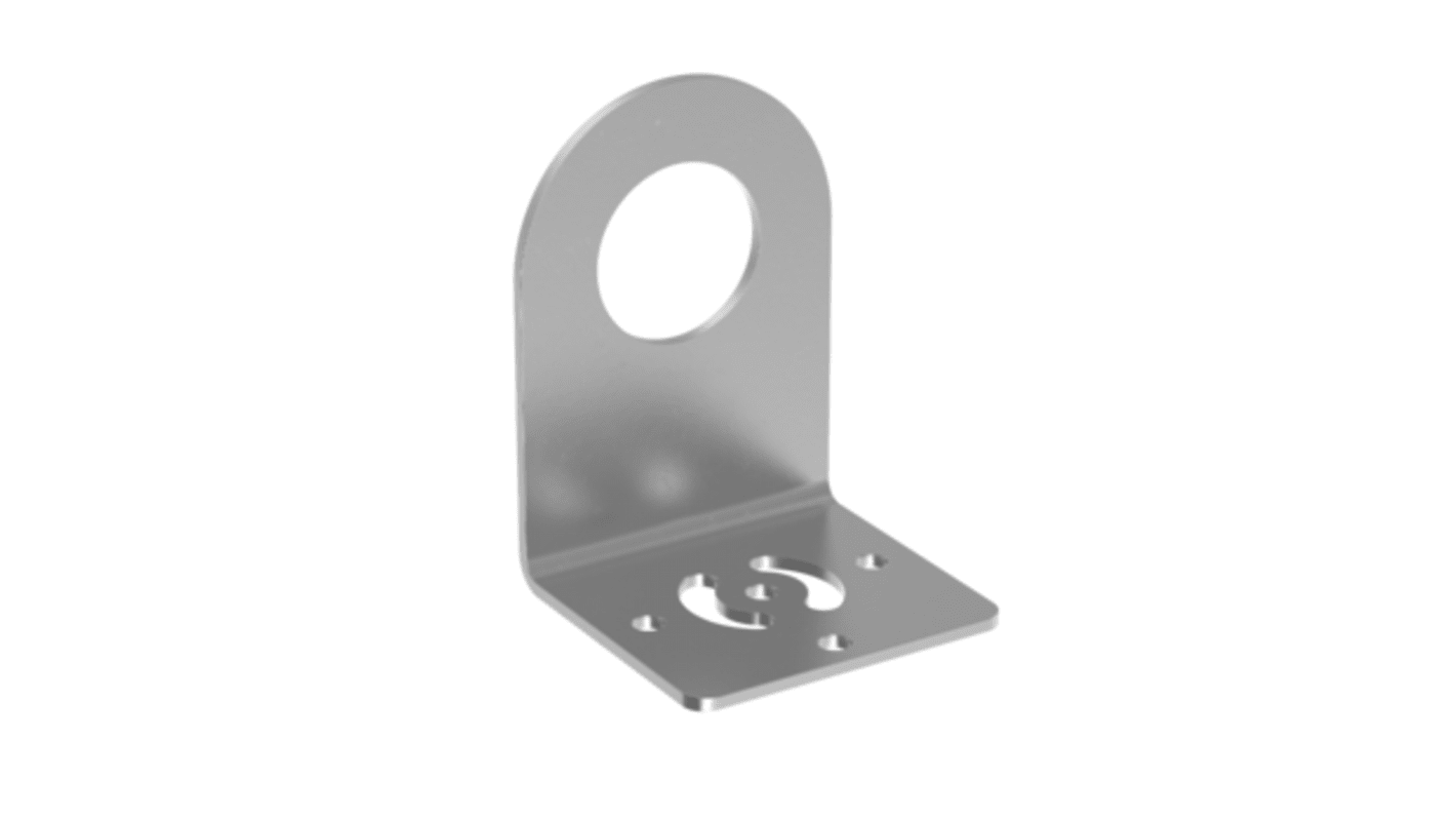 Staffa di montaggio Banner LMB36RA in acciaio inossidabile per segnalatori K100, compatibile con filettatura M36 x 2, colore argento.