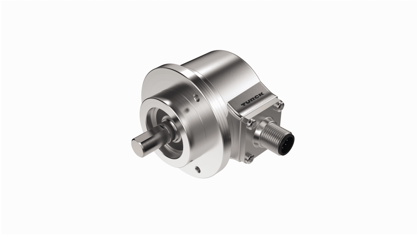 Encoder incrementale Turck REI-E-113T10C-2B1024-H1181, flangia 58 mm, albero in acciaio 10 mm x 20 mm, uscita HTL, IP64.