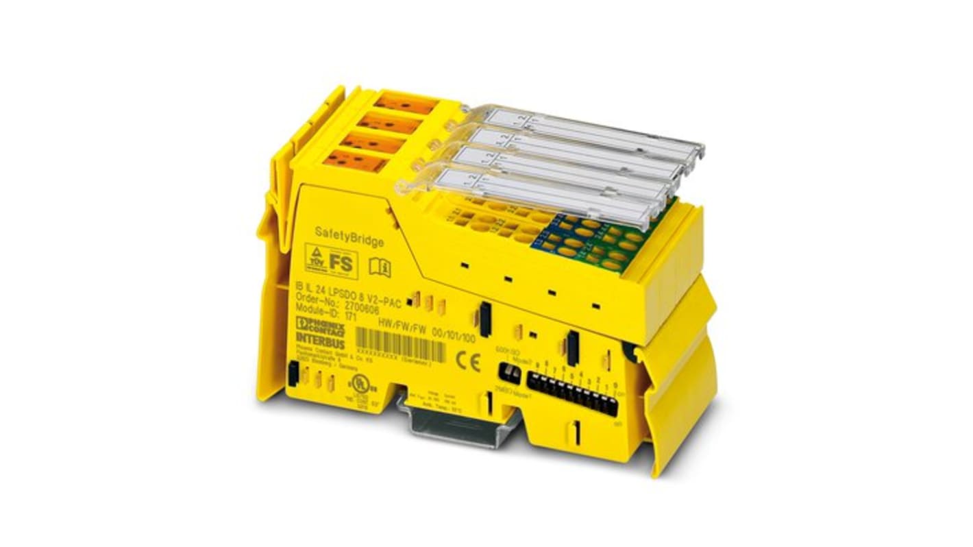 Modulo di uscita digitale di sicurezza Phoenix Contact 2700606, serie IB IL, con quattro uscite sicure a due canali, protezione IP20.