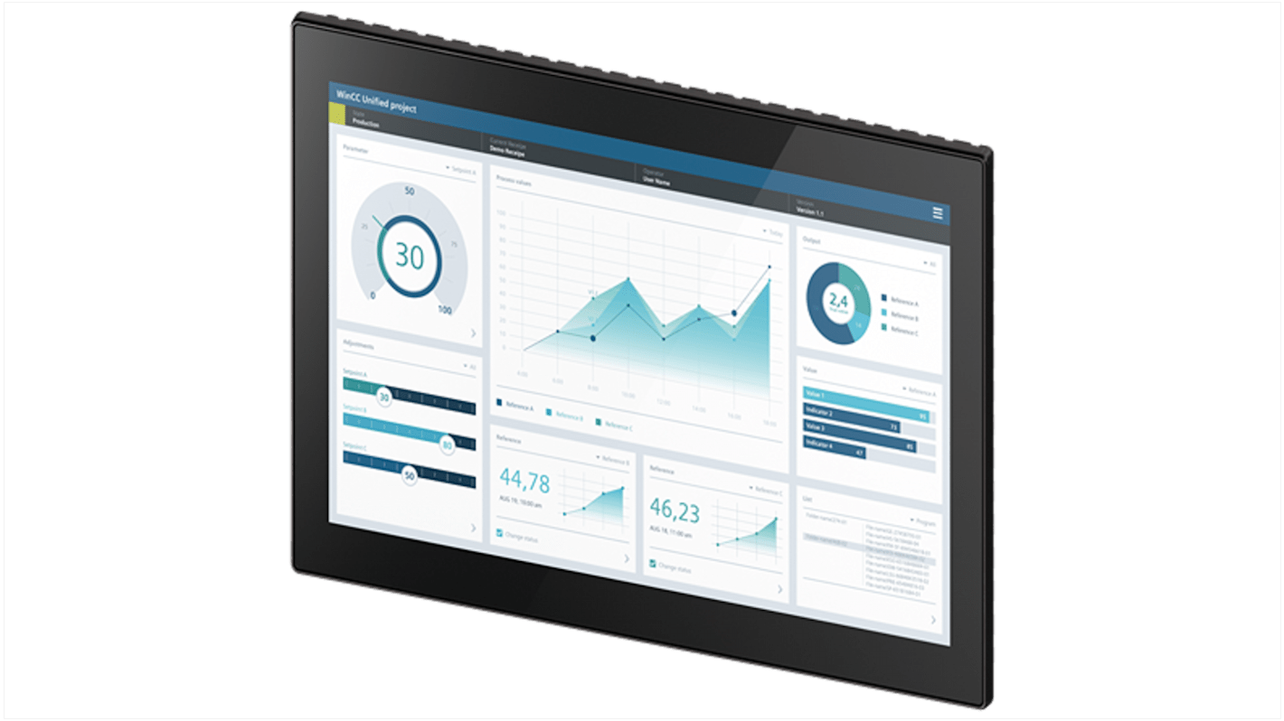 Display TFT Siemens 6AV2128-3UB36-0AX1, 18,5 pollici, risoluzione 1920 x 1080, interfaccia PROFINET.