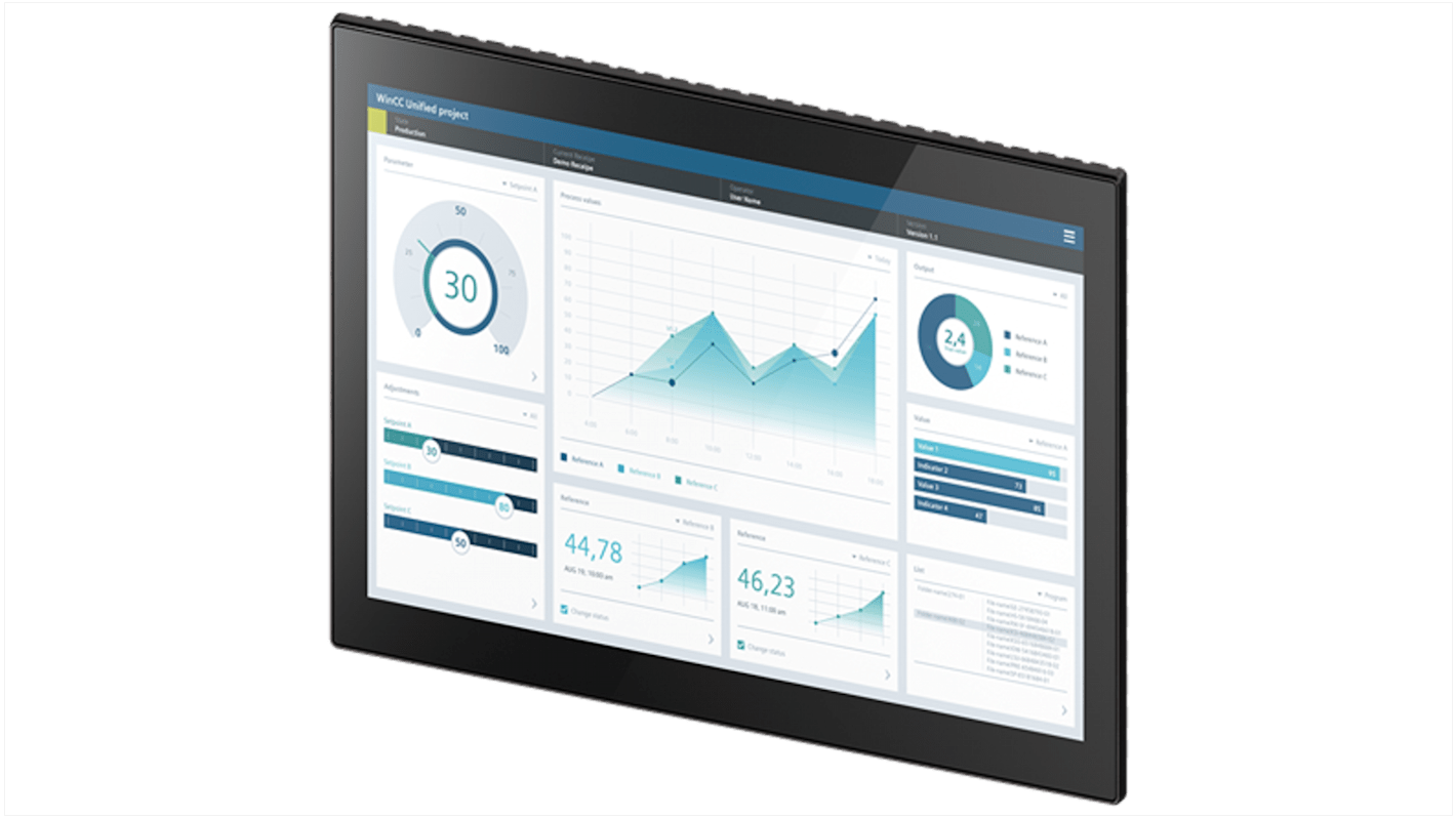 Pannello HMI Siemens 6AV2128-3XB36-0AX1, MTP1200, 21,5", risoluzione 1920x1080, interfaccia PROFINET.